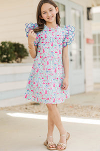 Girls: The Holland Light Blue Novelty Scalloped Dress
