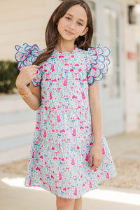 Girls: The Holland Light Blue Novelty Scalloped Dress