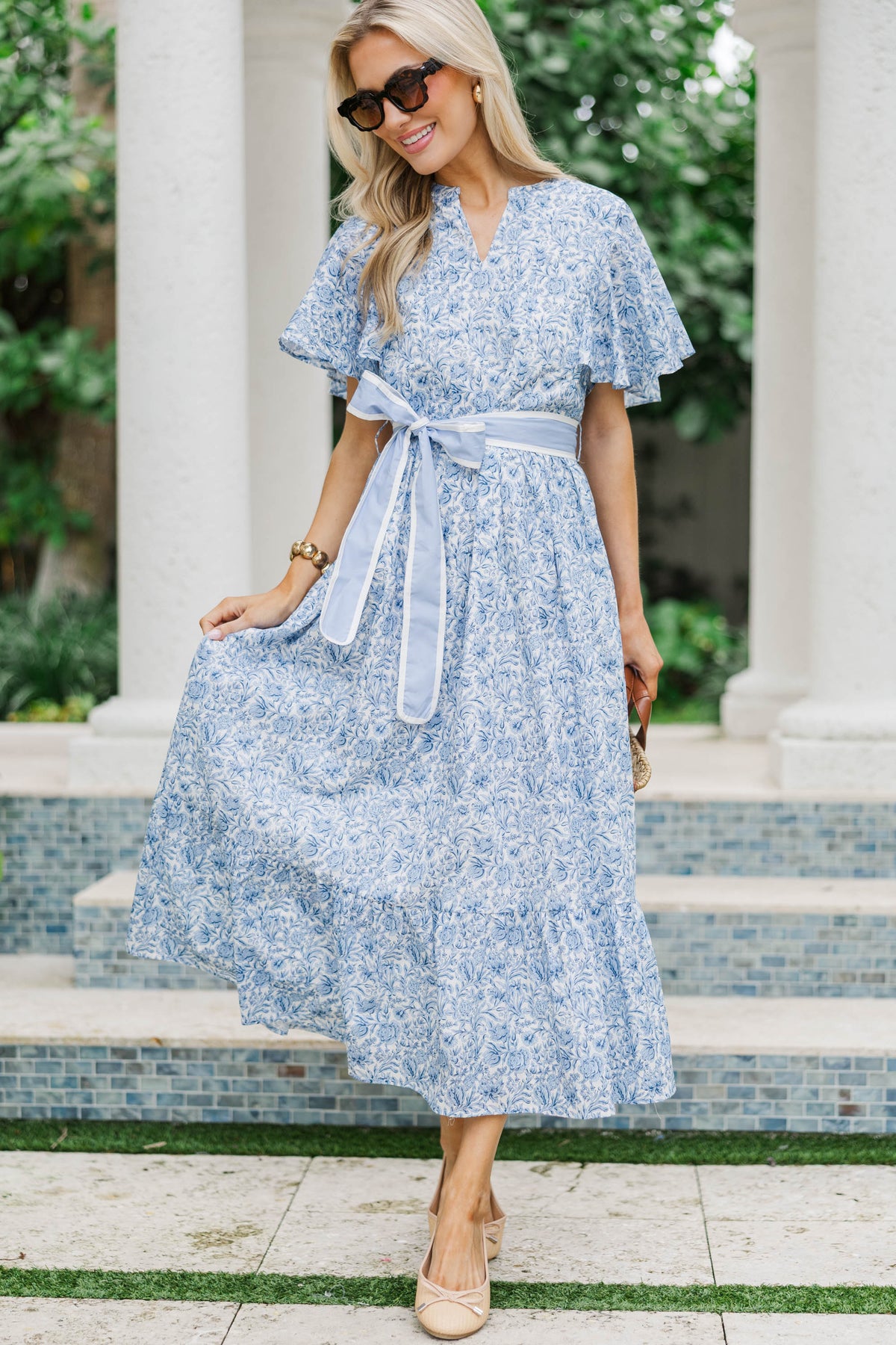 blue toile maxi dress Only For You Blue Toile Maxi Dress – Shop the Mint