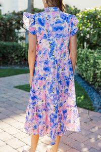 Real Love Purple Watercolor Midi Dress