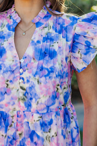 Real Love Purple Watercolor Midi Dress