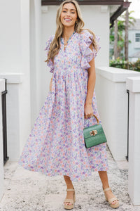 Stay Consistent Lavender Ditsy Floral Midi Dress