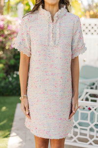 The Reaction Pink Multi Tweed Fringe Dress – Shop the Mint