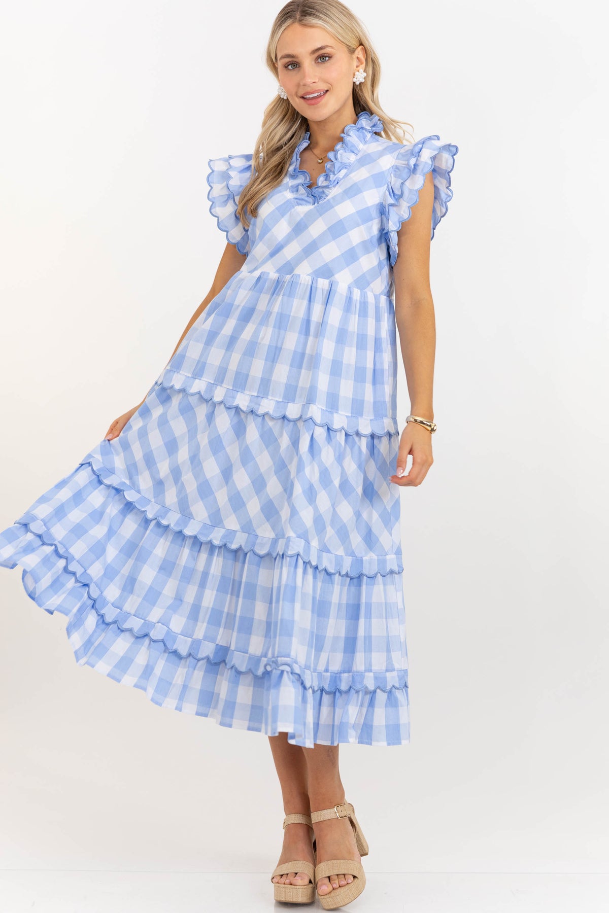 Worth Repeating Light Blue Gingham Midi Dress – Shop the Mint