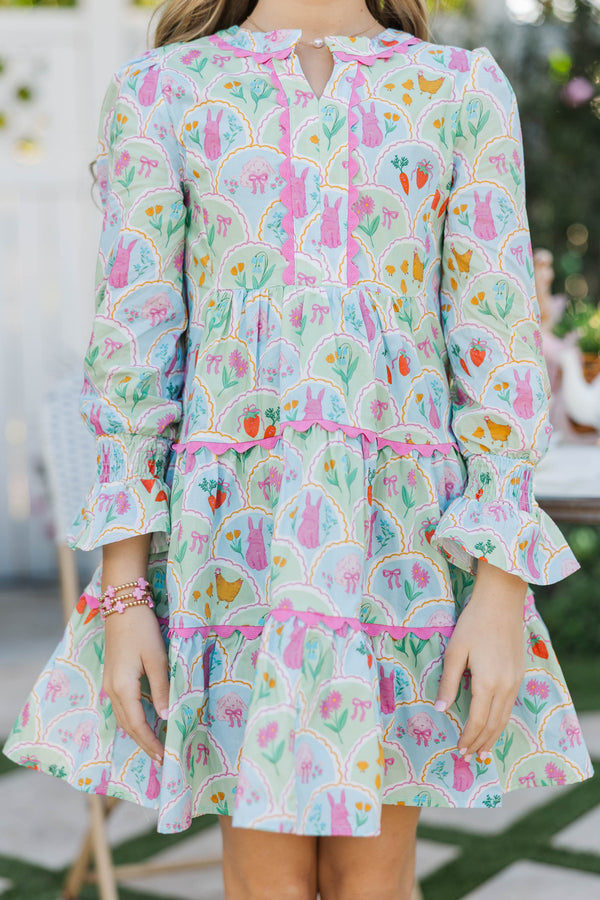 Girls: In Your Happy Place Green Novelty Dress