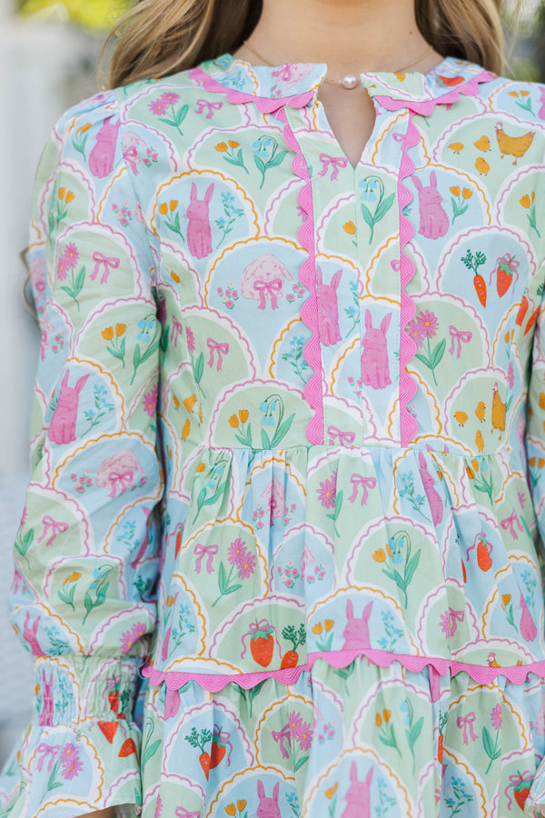 Girls: In Your Happy Place Green Novelty Dress