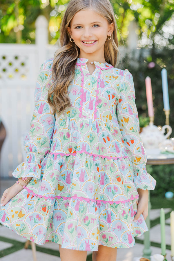 Girls: In Your Happy Place Green Novelty Dress