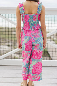 Girls: Little Trendsetter Purple Ditsy Floral Smocked Jumpsuit