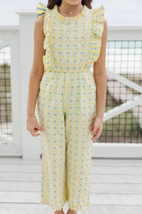 Girls: The Alana Yellow Gingham Jumpsuit