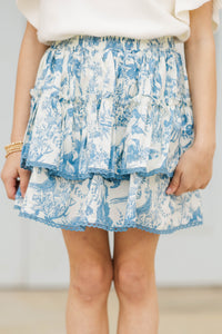 Girls: The Brena Blue Toile Skort