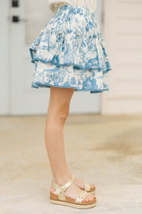 Girls: The Brena Blue Toile Skort