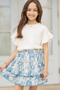 Girls: The Brena Blue Toile Skort
