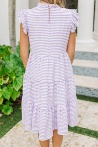 Girls: Speak Your Mind Lavender Gingham Midi Dress