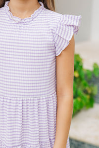 Girls: Speak Your Mind Lavender Gingham Midi Dress