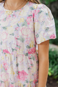 Girls: All True Lavender Floral Tiered Dress