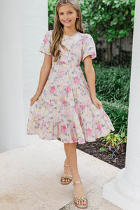Girls: All True Lavender Floral Tiered Dress