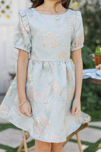 Girls: The Eloise Light Blue Brocade Dress