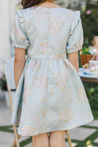 Girls: The Eloise Light Blue Brocade Dress