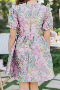 Girls: The Eloise Pink Brocade Dress