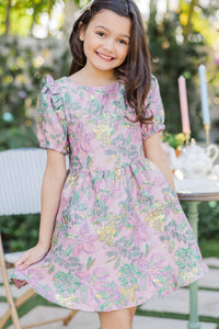 Girls: The Eloise Pink Brocade Dress