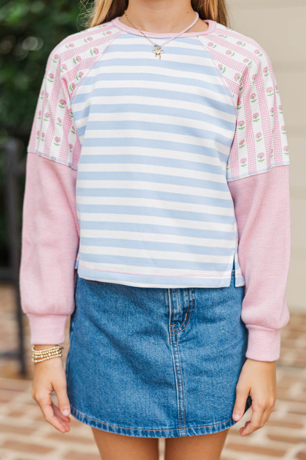 Girls: The Gardenview Pink Colorblock Top