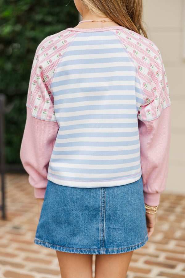 Girls: The Gardenview Pink Colorblock Top