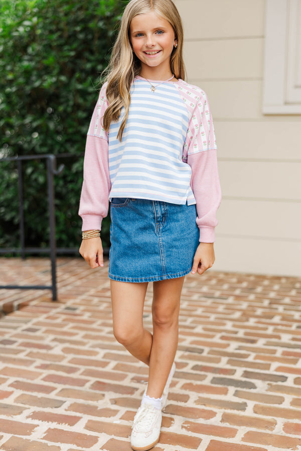 Girls: The Gardenview Pink Colorblock Top
