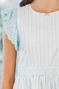Girls: Dream Big Aqua Floral Ruffle Tier Dress