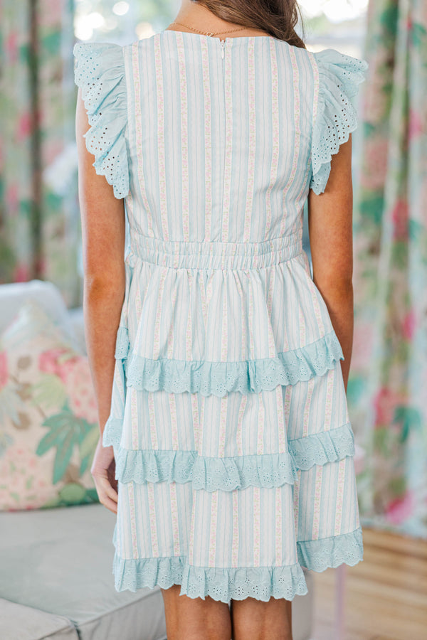Girls: Dream Big Aqua Floral Ruffle Tier Dress