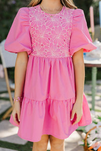 Girls: A Million Little Ways Pink Crochet Babydoll Dress