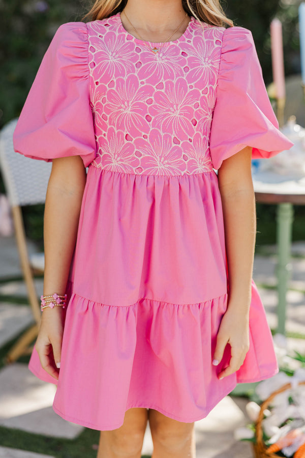 Girls: A Million Little Ways Pink Crochet Babydoll Dress