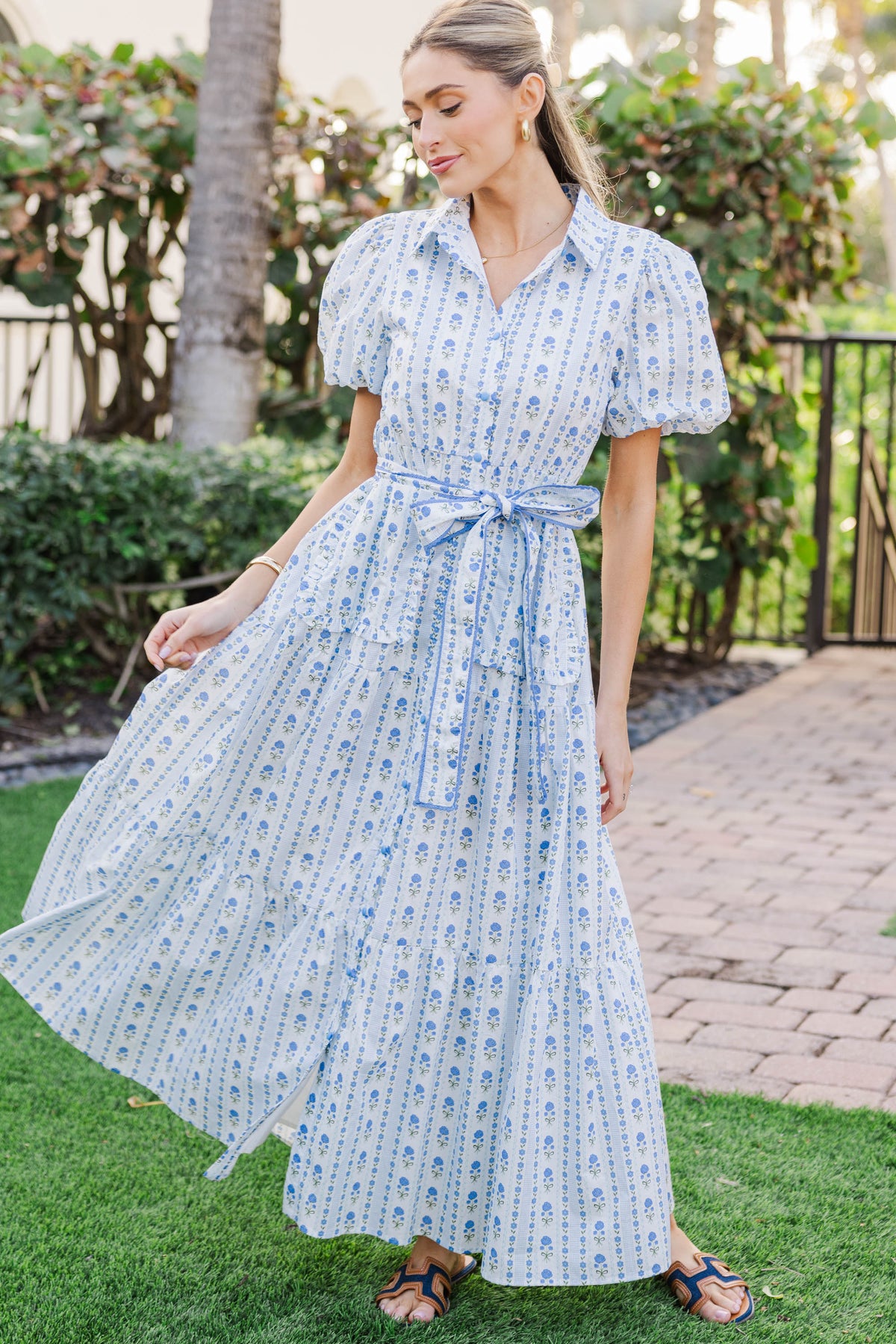 blue and white ditsy floral dress Can't Wait Midi – Shop the Mint The Marie Corset Dress