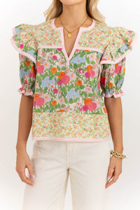 Golden Days Ahead Green Mixed Print Blouse