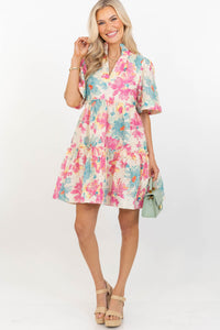 Feeling Your Best Pink Floral Eyelet Dress