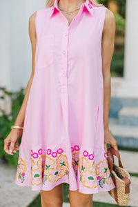 Fits Right In Pink Embroidered Dress