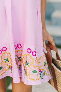 Fits Right In Pink Embroidered Dress