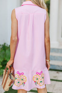 Fits Right In Pink Embroidered Dress