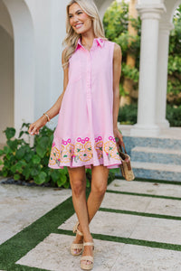 Fits Right In Pink Embroidered Dress