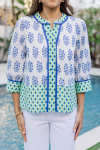 Looks Good Anywhere Blue Medallion Blouse
