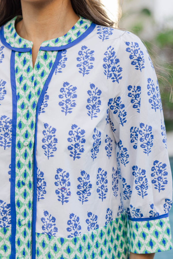 Looks Good Anywhere Blue Medallion Blouse