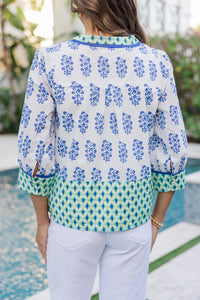 Looks Good Anywhere Blue Medallion Blouse