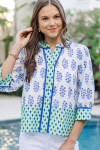 Looks Good Anywhere Blue Medallion Blouse