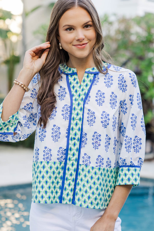 Looks Good Anywhere Blue Medallion Blouse