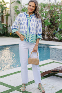 Looks Good Anywhere Blue Medallion Blouse