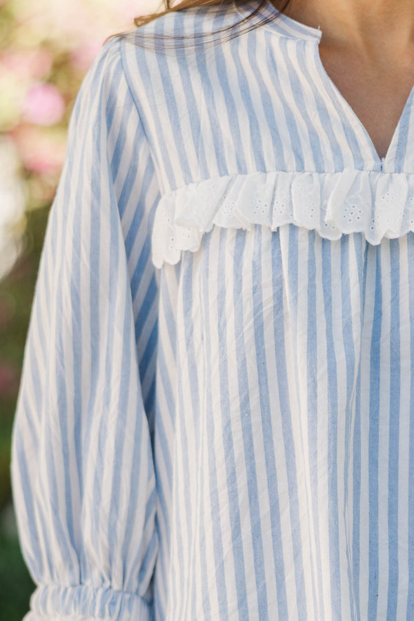 Put Together With Ease Light Blue Striped Blouse