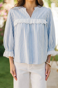 Put Together With Ease Light Blue Striped Blouse
