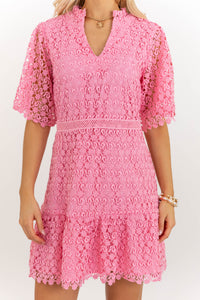 Timeless Appeal Pink Crochet Dress