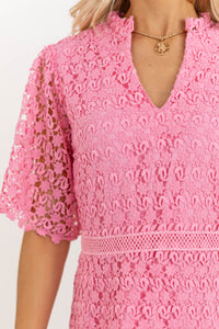 Timeless Appeal Pink Crochet Dress