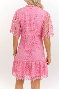 Timeless Appeal Pink Crochet Dress