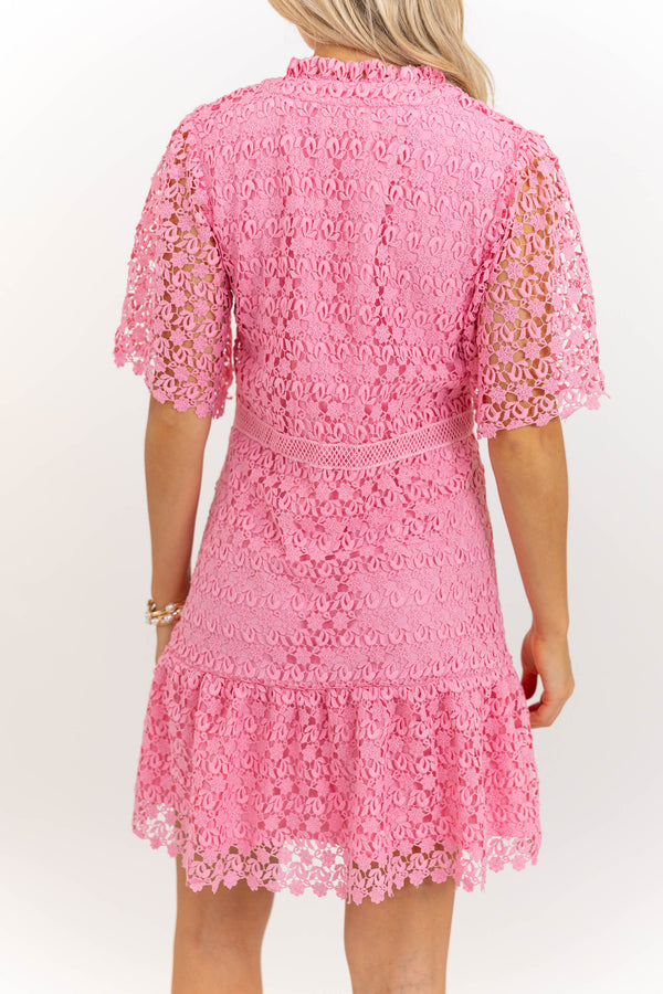 Timeless Appeal Pink Crochet Dress